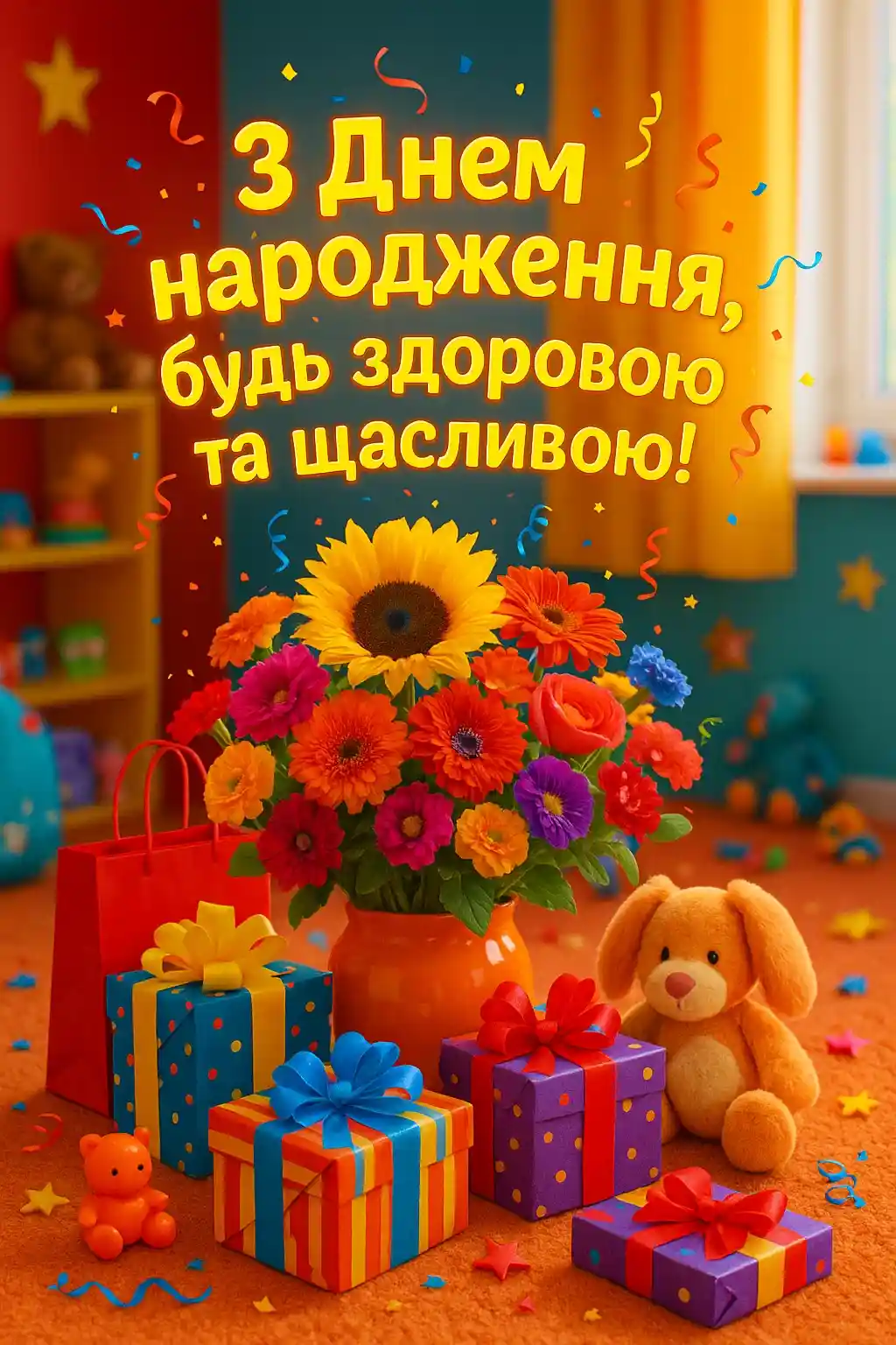 Привітання з днем народження для дитини дівчинки