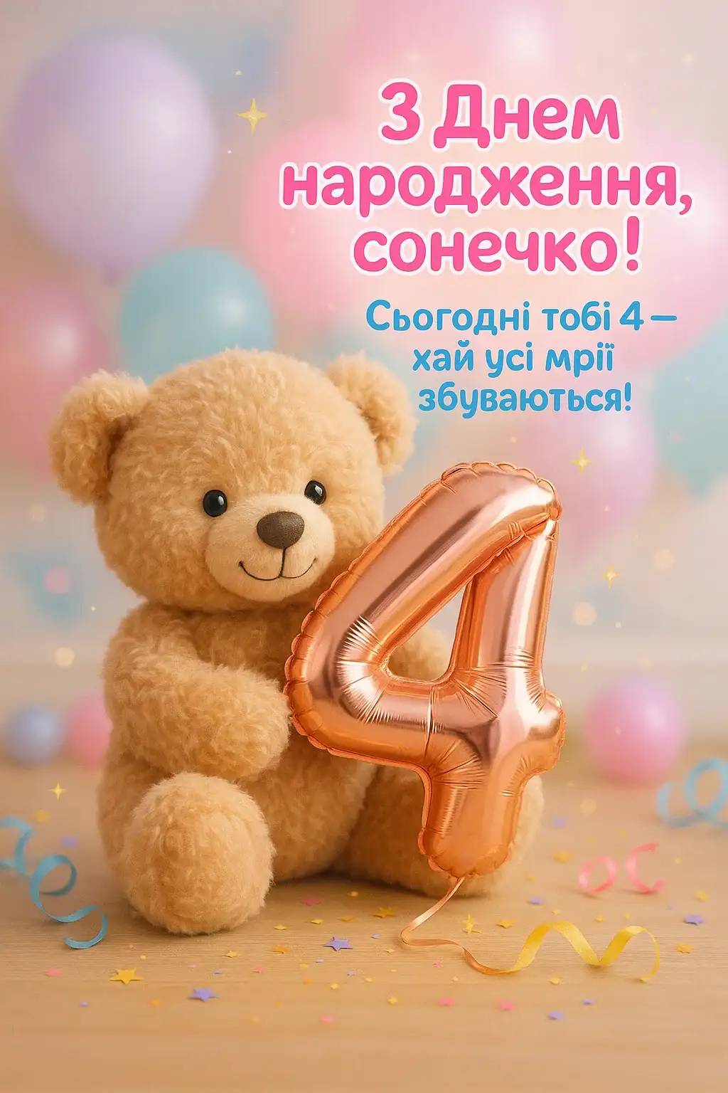 Привітання для дівчинки 4 роки