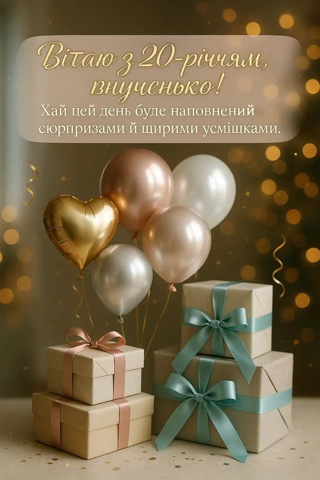Привітання з днем народження внучці 20 років
