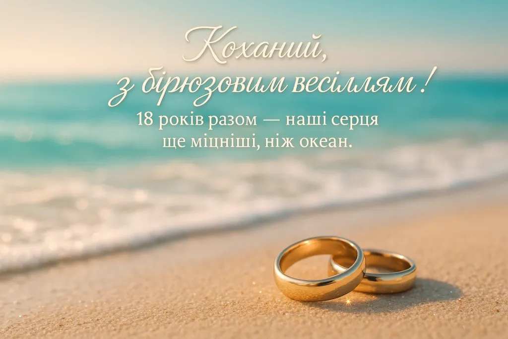 Привітання з бірюзовим весіллям для коханого чоловіка на 18 років весілля Привітання з бірюзовим весіллям для коханого чоловіка на 18 років весілля
