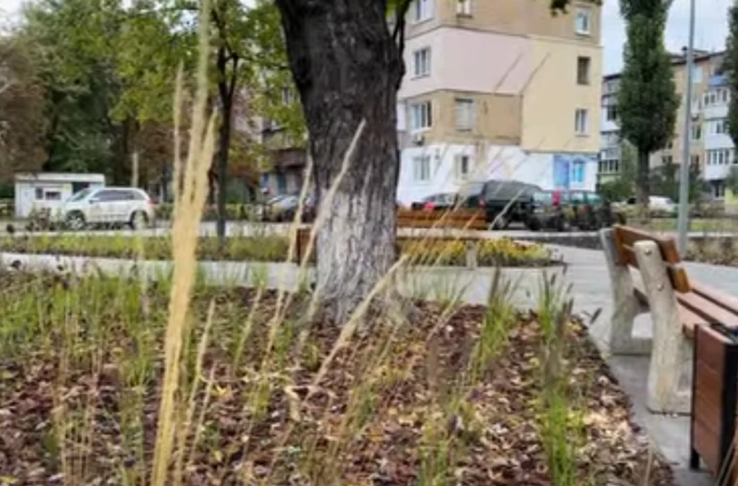 Новий міні-сквер на Лівому березі: японські квіти та злакові трави між багатоповерхівками