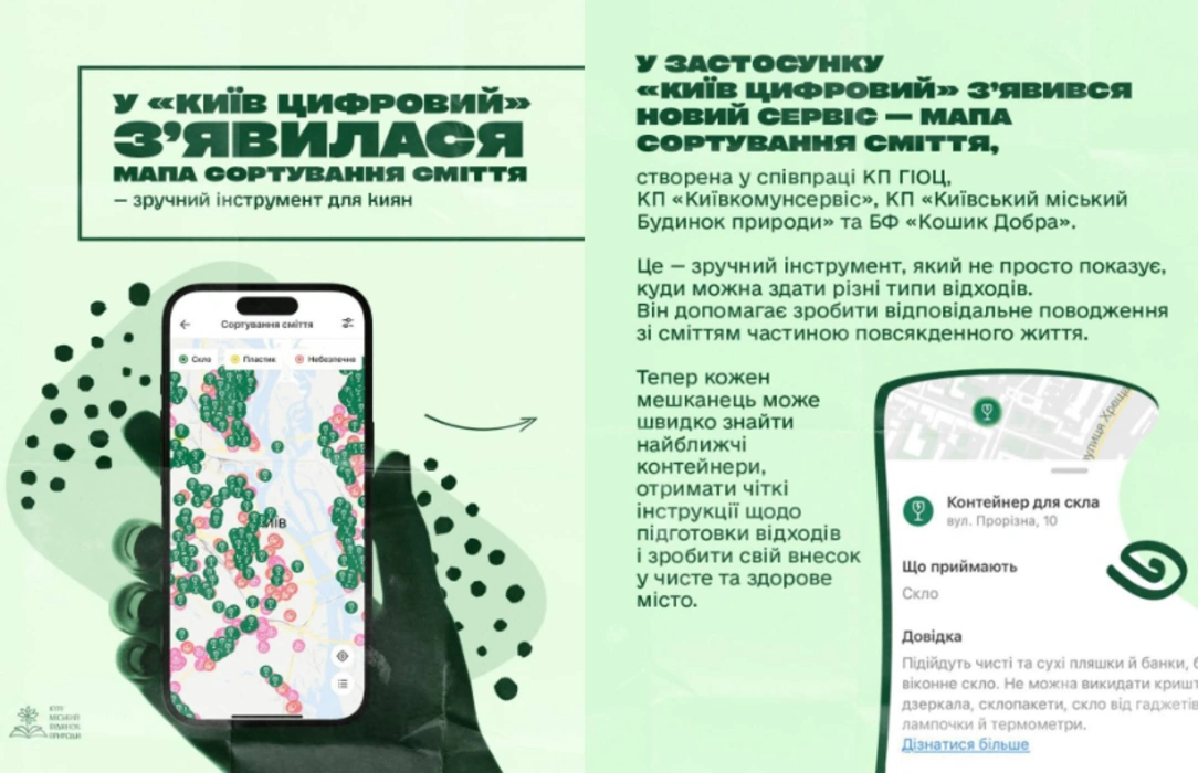 У Київ Цифровому запустили мапу для сортування відходів та пунктів передачі речей