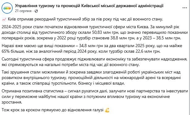 Київ звітує про «відновлення» туризму, аудит фіксує хаос і втрати