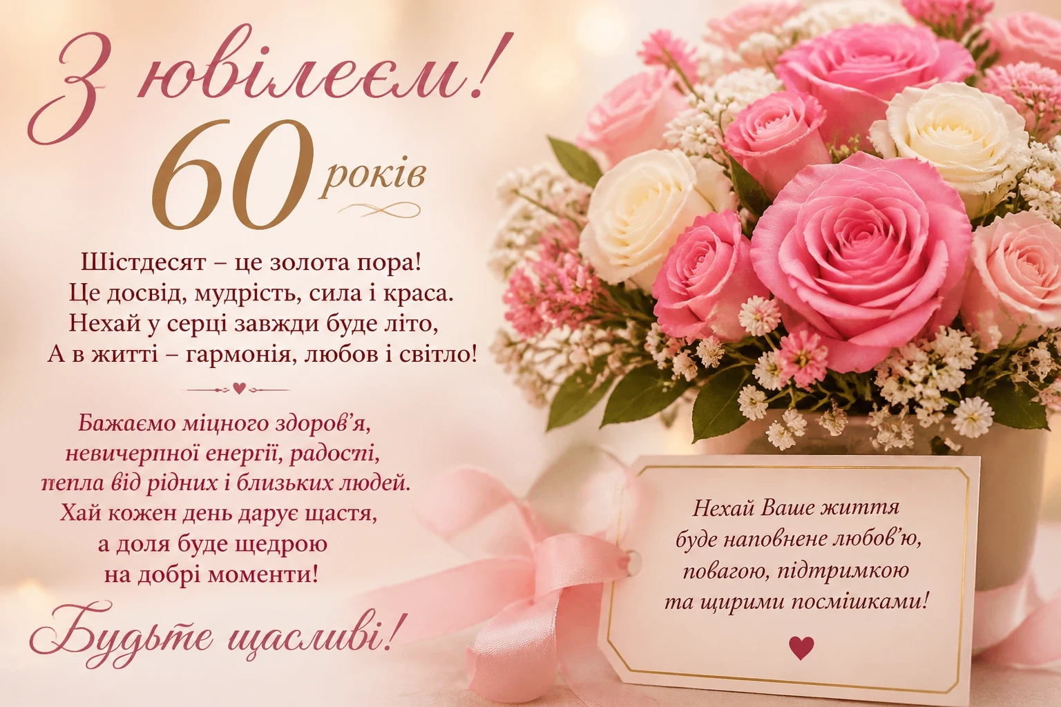 Зворушливі привітання на ювілей 60 років жінці