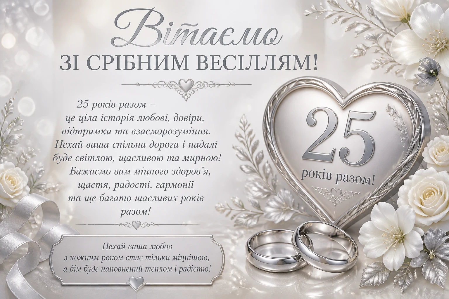 Привітання зі срібним весіллям