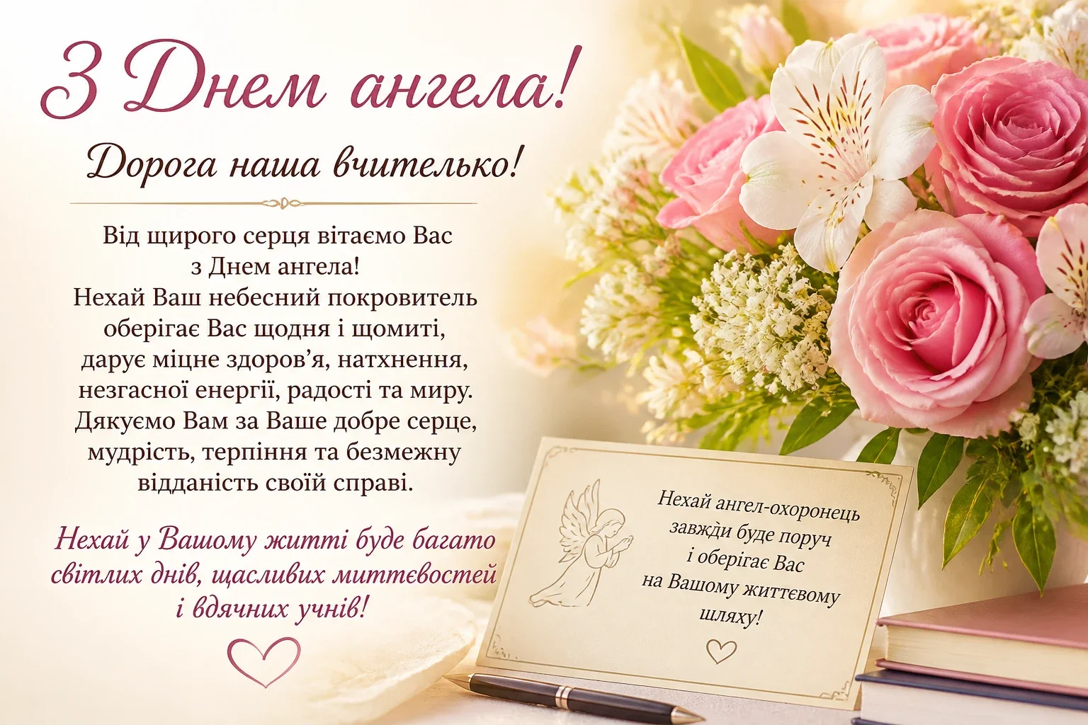 Привітання з днем ангела вчительці