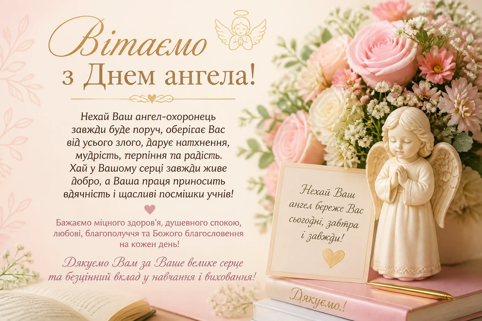 Привітання з днем ангела для вчительки