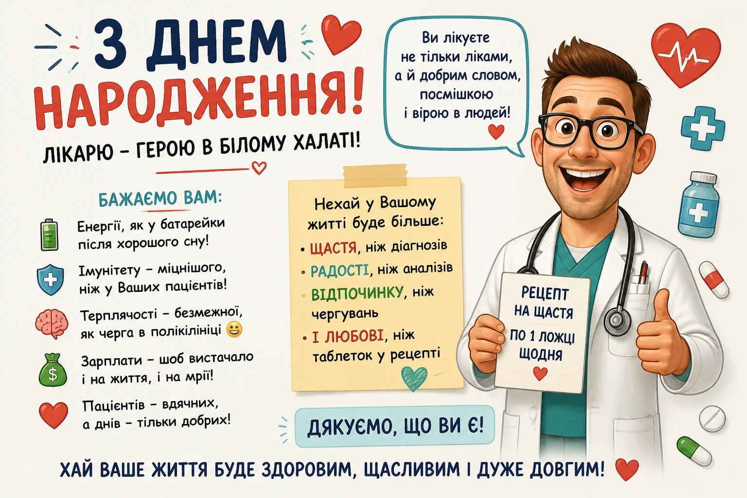 Прикольні привітання з днем народження лікарю