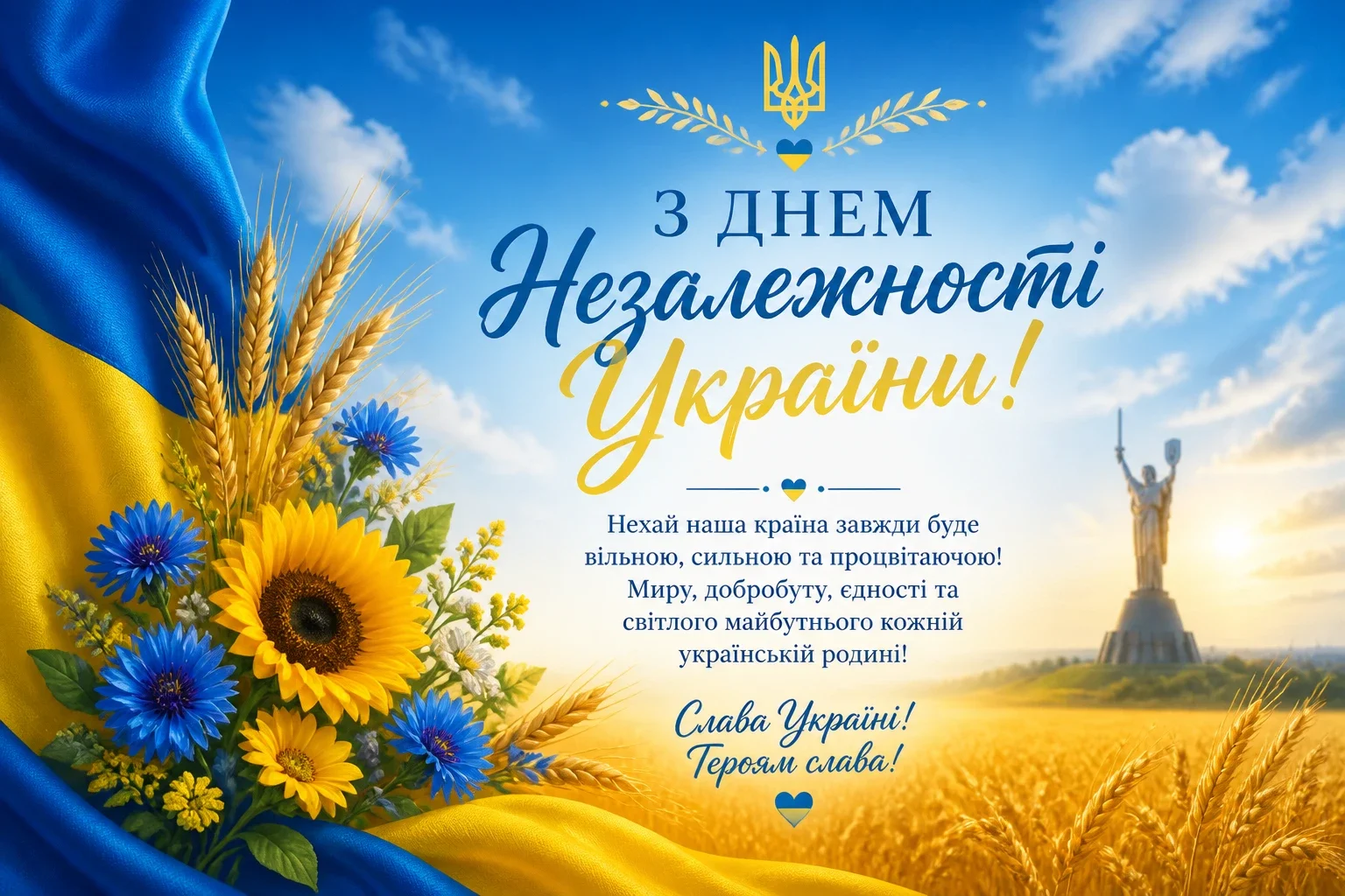 Листівка привітання з Днем Незалежності України