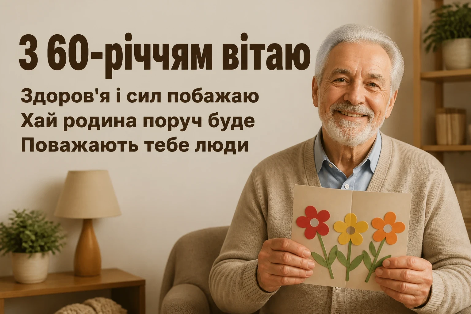 привітання чоловіку 60 річчям вітальна листівка з ювілеєм 60 років