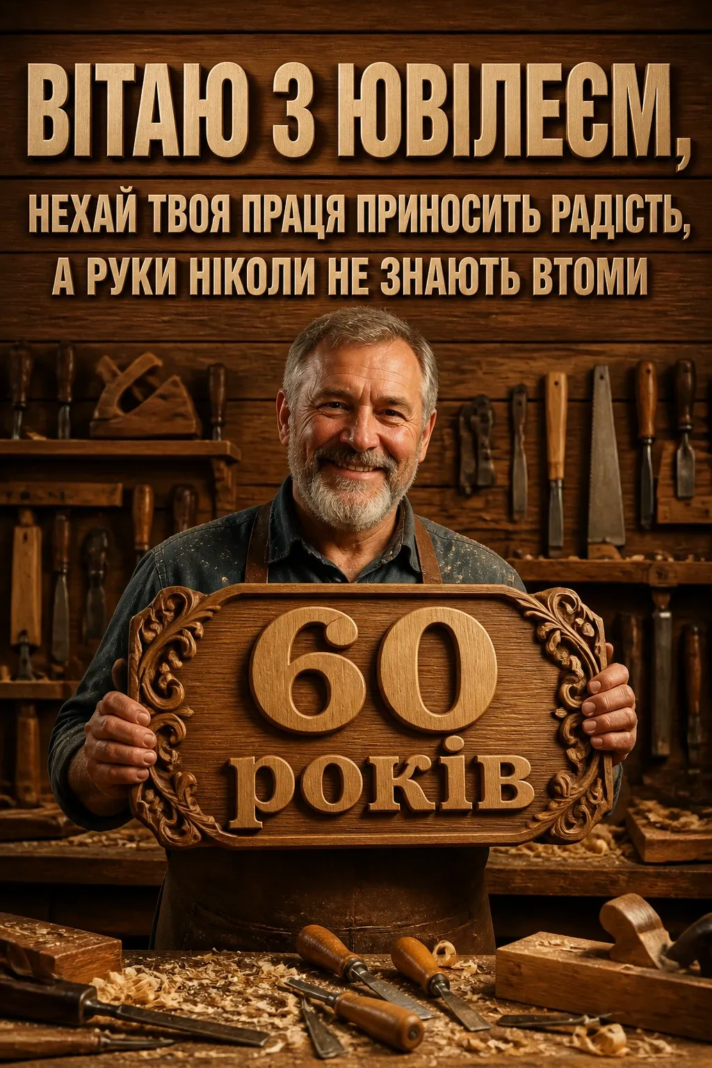 привітання чоловіку 60 річчям вітальна листівка з ювілеєм 60 років
