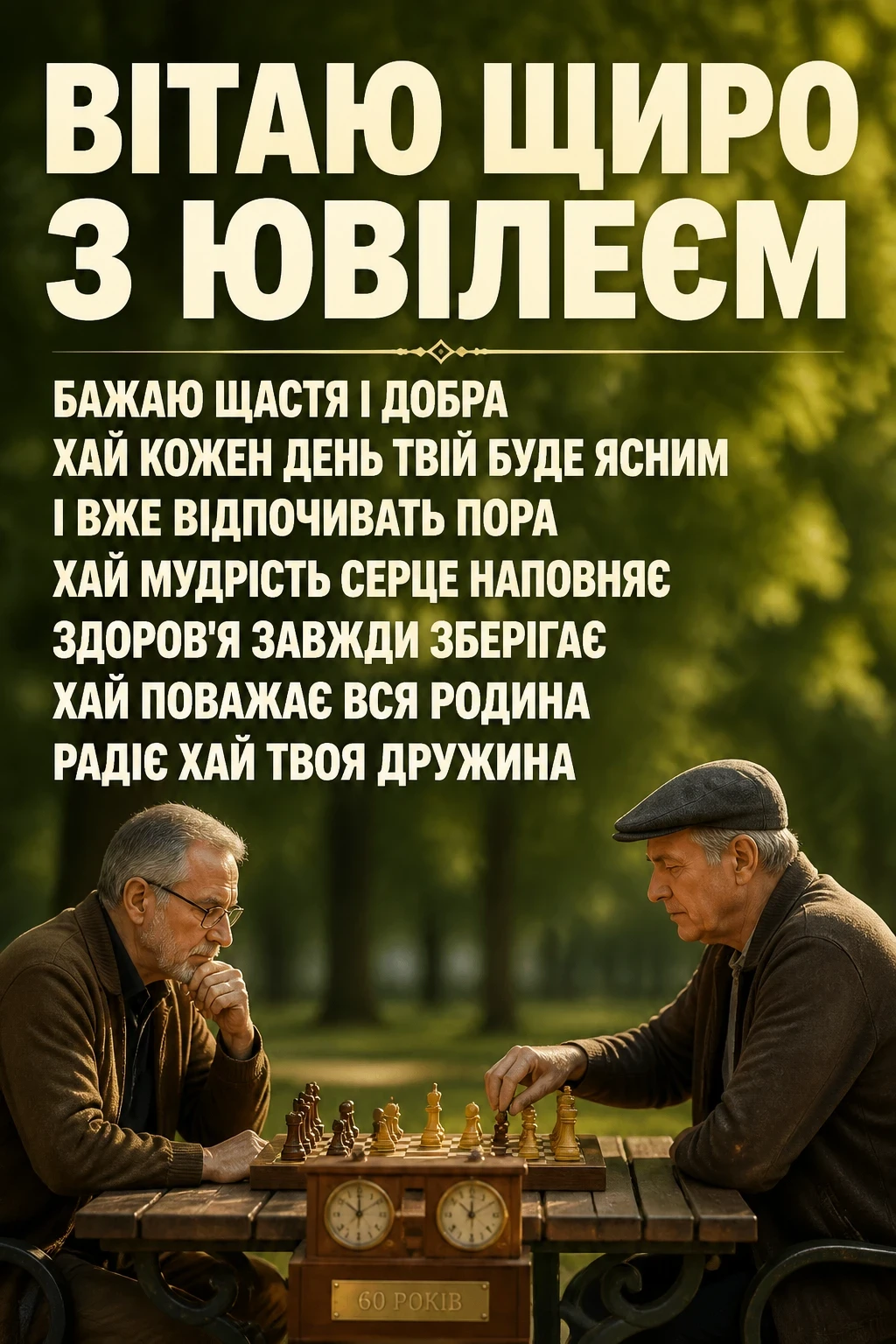 привітання чоловіку 60 річчям вітальна листівка з ювілеєм 60 років