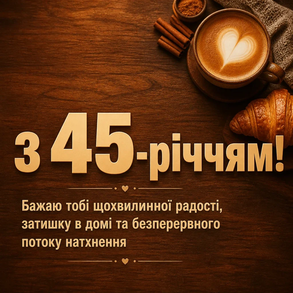 привітання з 45-річчям жінці своїми словами