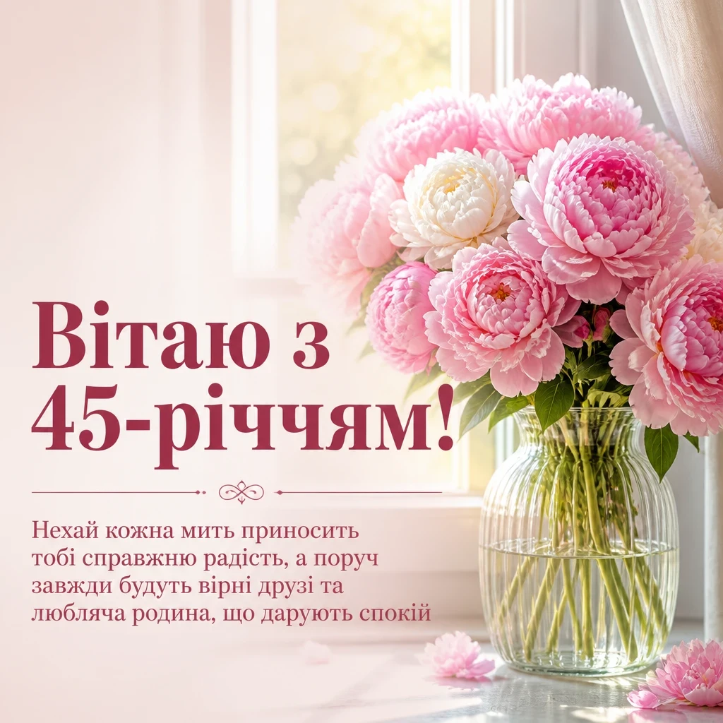 привітання з 45-річчям жінці своїми словами
