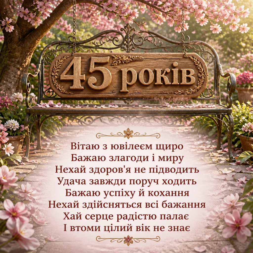 привітання з 45-річчям жінці своїми словами