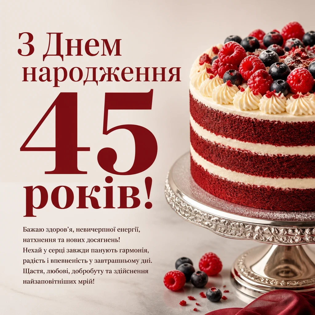 привітання з 45-річчям жінці своїми словами