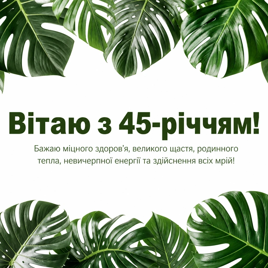 привітання з 45-річчям жінці своїми словами