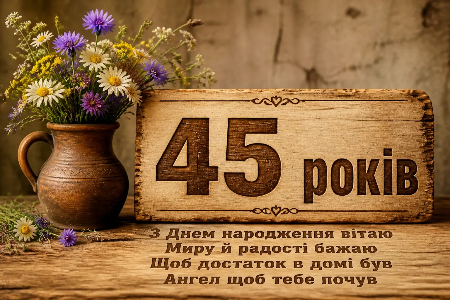 привітання з 45-річчям жінці своїми словами