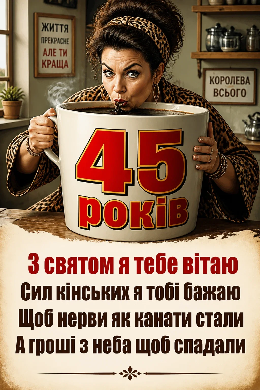 привітання з 45-річчям жінці своїми словами