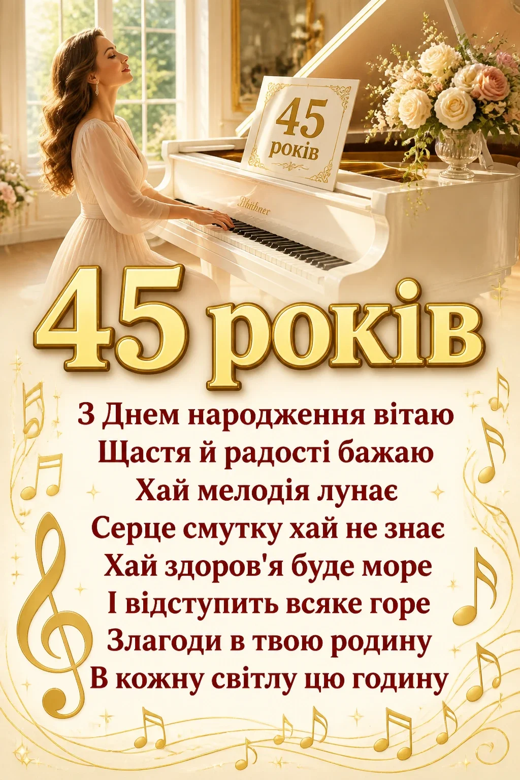 привітання з 45-річчям жінці своїми словами
