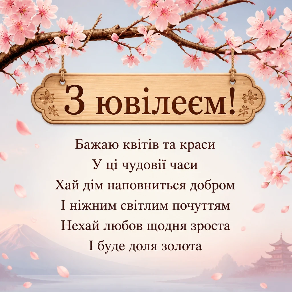 привітання з ювілеєм жінці своїми словами