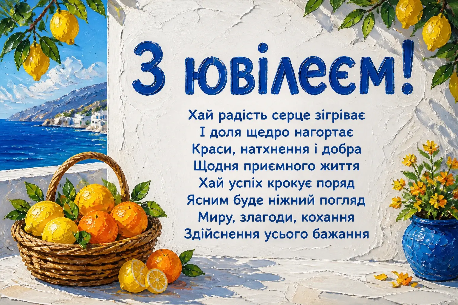 привітання з ювілеєм жінці своїми словами
