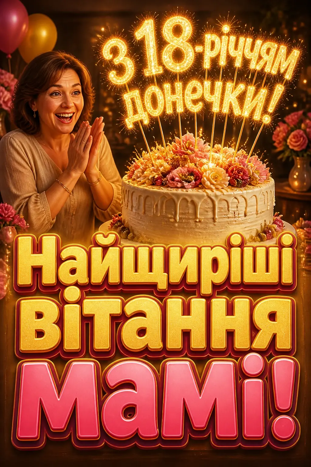 привітання мамі з 18-річчям донечки