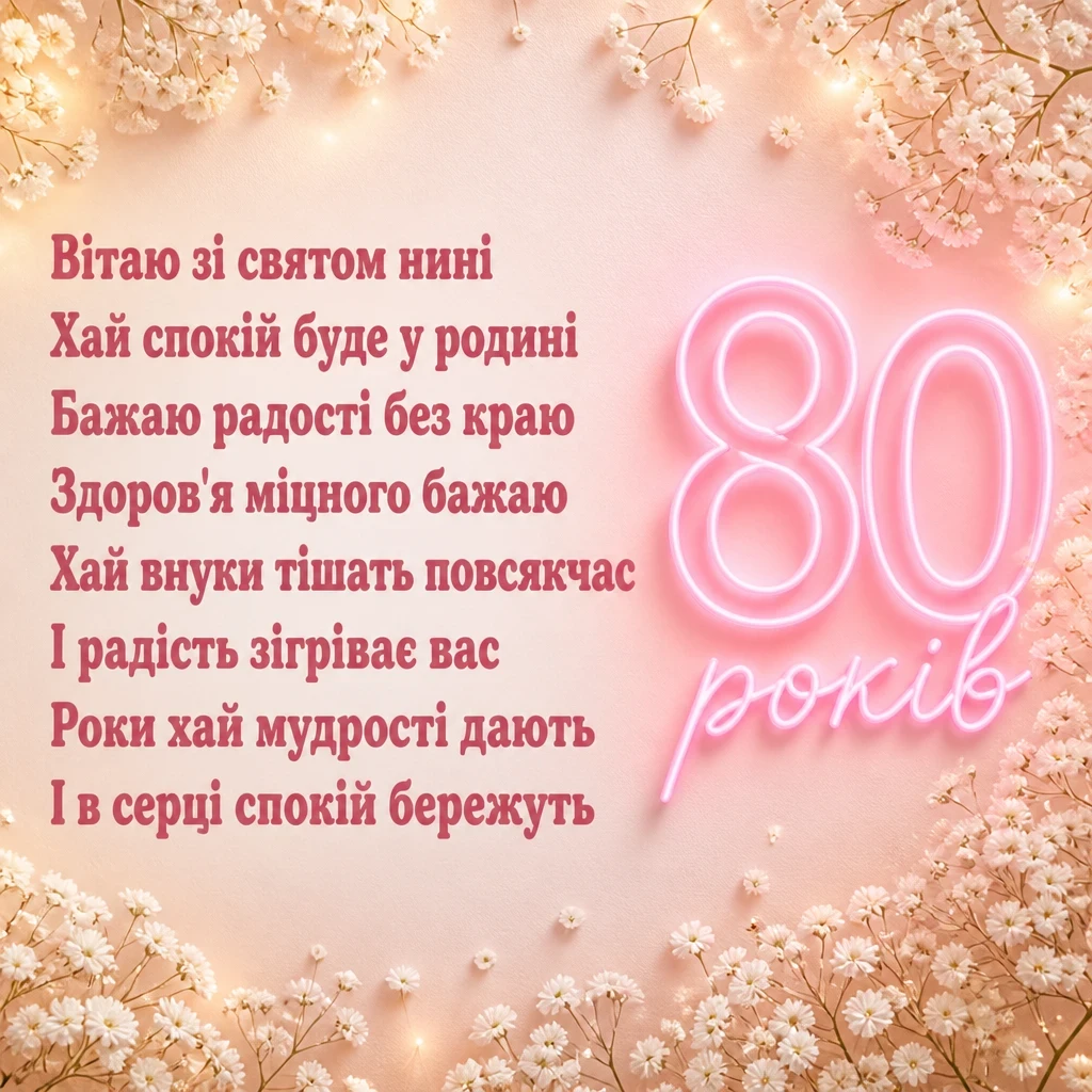 привітання з 80-річчям жінці у віршах