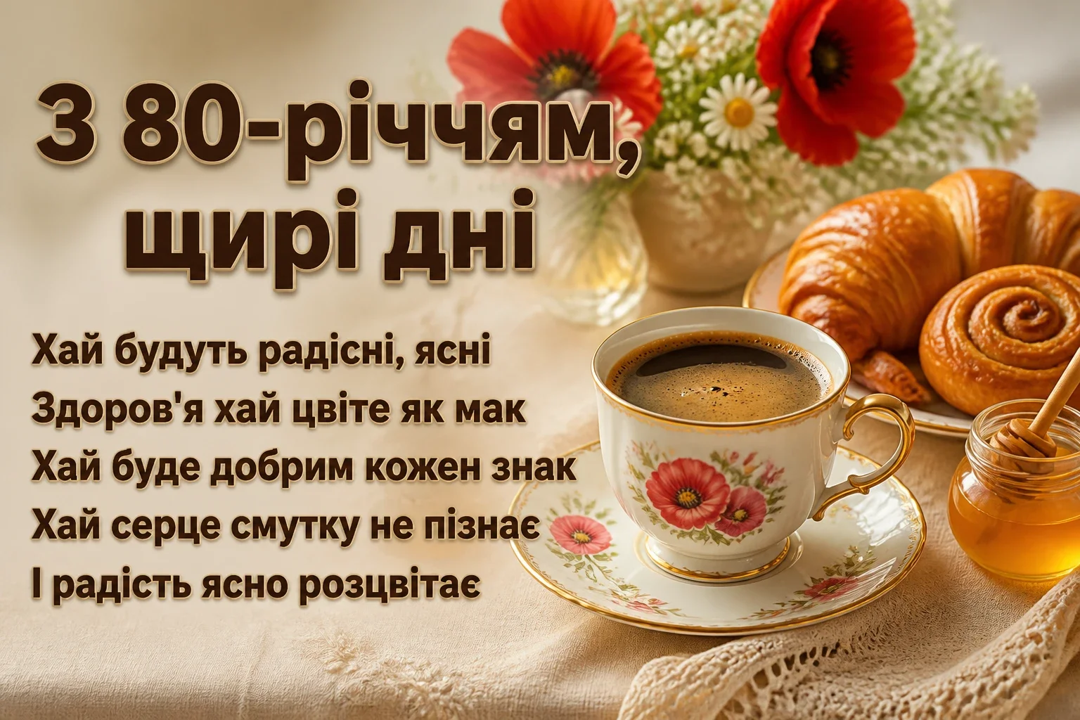 привітання з 80-річчям жінці у віршах