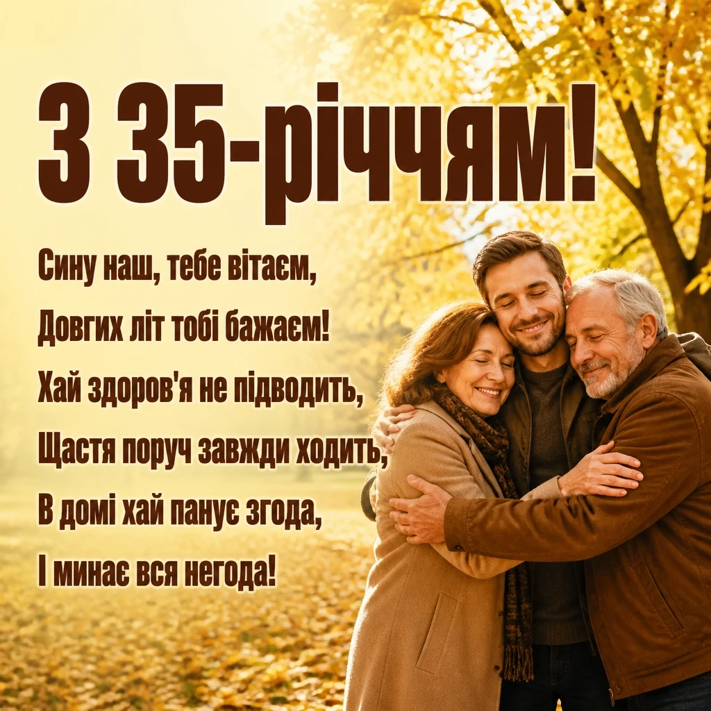 привітання для сина з 35 річчям від батьків