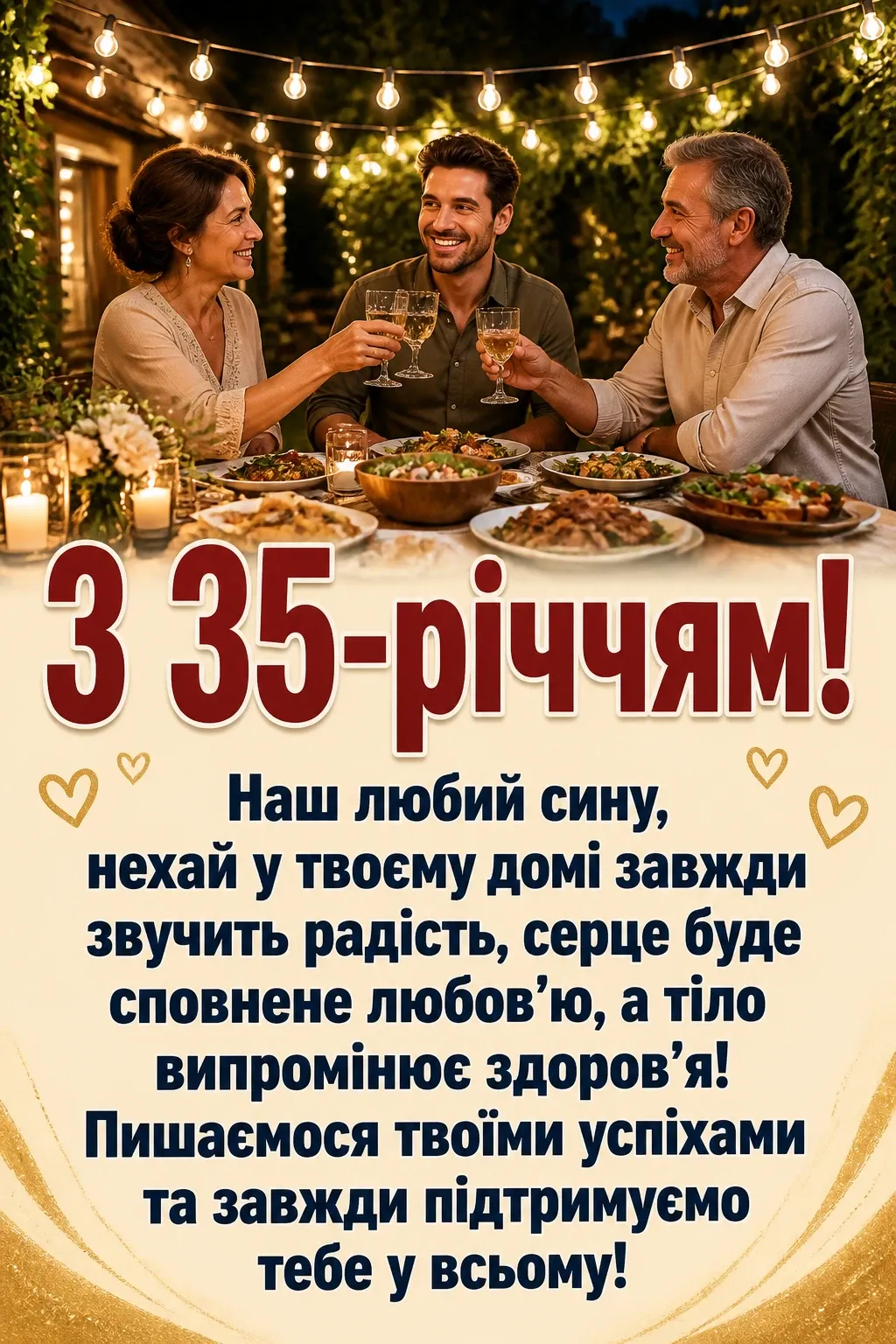 привітання для сина з 35 річчям від батьків