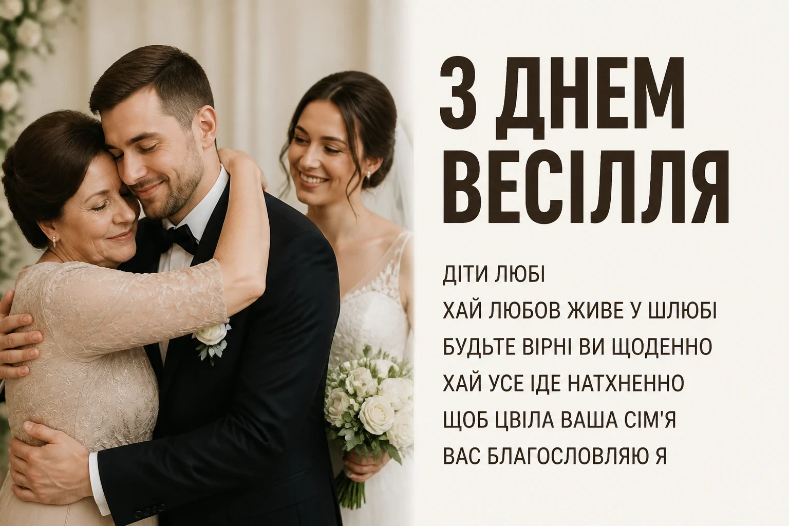 гарне привітання на весілля від мами нареченого своїми словами гарне привітання на весілля від мами нареченого своїми словами
