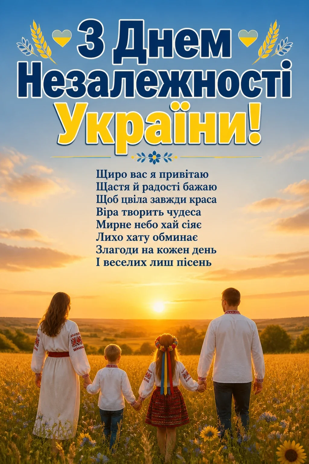 листівка привітання з днем незалежності україни листівка привітання з днем незалежності україни
